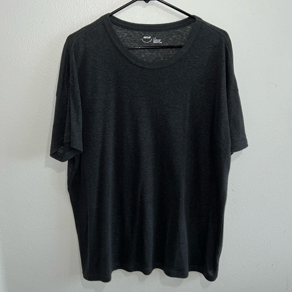 American Eagle women’s Dark Gray Linen Blend Top